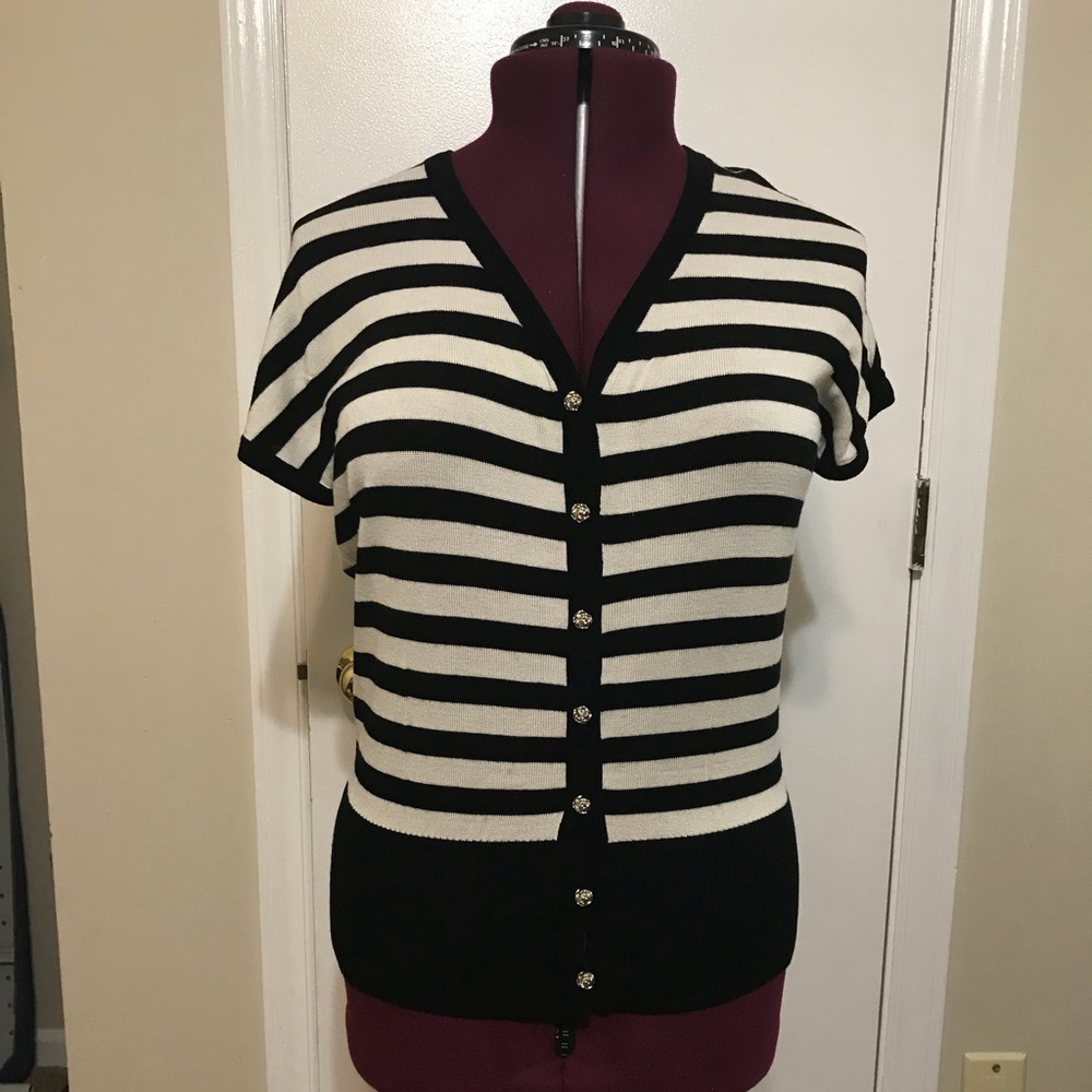 Black and White Striped Women's Blouse